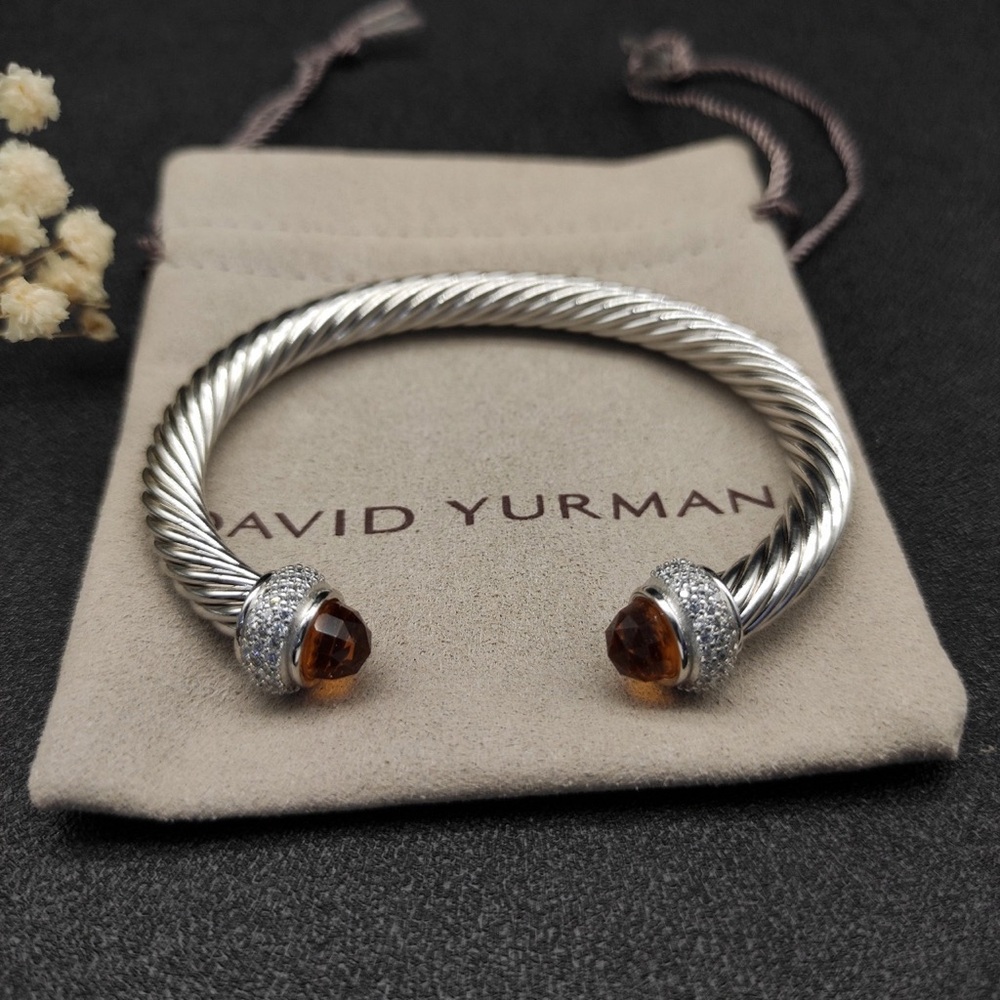 David Yurman Silver Bracelet with Brown Accents